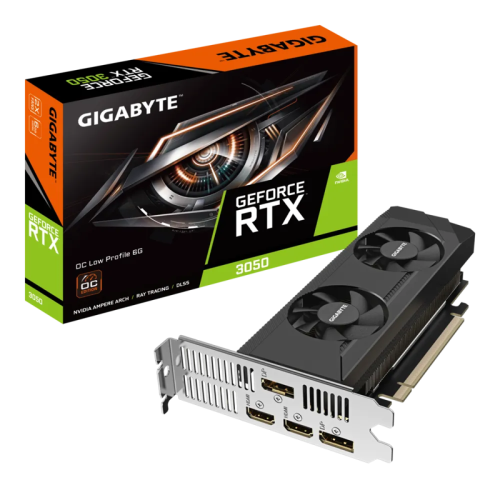 Видеокарта VGA GIGABYTE NVIDIA GeForce RTX 3050 OC Low Profile 6G 6GB, GDDR6/96-bit, PCIe 4.0, 2xHDMI 2.1, 2xDP, 1.8-slot