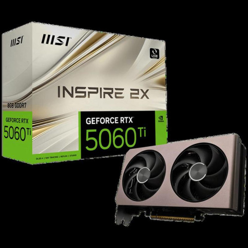 Видеокарта MSI PCI-E 5.0 RTX 5060 Ti 8G INSPIRE 2X OC NVIDIA GeForce RTX 5060TI 8Gb 128bit GDDR7 2617/28000 HDMIx1 DPx3 HDCP Ret
