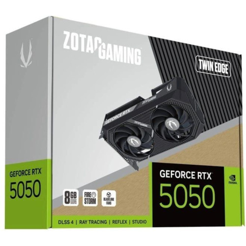 Видеокарта Zotac PCI-E 5.0 RTX 5050 TWIN EDGE NVIDIA GeForce RTX 5050 8Gb 128bit GDDR6 2572/20000 HDMIx1 DPx3 HDCP Ret Видеокарта Zotac PCI-E 5.0 RTX 5050 TWIN EDGE NVIDIA GeForce RTX 5050 8Gb 128bit GDDR6 2572/20000 HDMIx1 DPx3 HDCP Ret