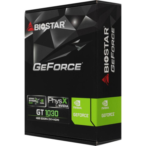 Видеокарта Biostar PCI-E 4.0 VN1034TB46 NVIDIA GeForce GT 1030 4Gb 64bit DDR4 1152/2000 DVIx1 HDMIx1 HDCP Ret [VN1034TB46]
