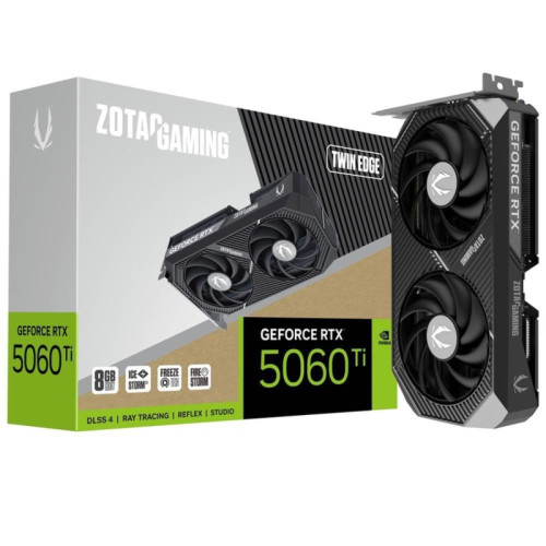 Видеокарта Zotac PCI-E 5.0 RTX 5060TI 8GB TWIN EDGE NVIDIA GeForce RTX 5060TI 8Gb 128bit GDDR7 2572/28000 HDMIx1 DPx3 HDCP Ret Видеокарта Zotac PCI-E 5.0 RTX 5060TI 8GB TWIN EDGE NVIDIA GeForce RTX 5060TI 8Gb 128bit GDDR7 2572/28000 HDMIx1 DPx3 HDCP Ret