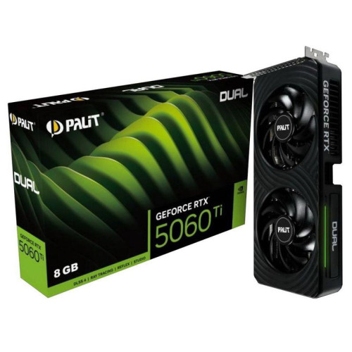 Видеокарта Palit PCI-E 5.0 RTX5060Ti DUAL NVIDIA GeForce RTX 5060TI 8Gb 128bit GDDR7 2407/28000 HDMIx1 DPx3 HDCP Ret