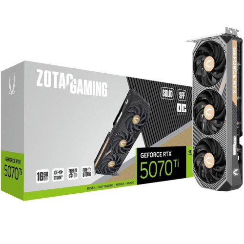 Видеокарта Zotac PCI-E 5.0 RTX 5070 Ti SOLID SFF OC NVIDIA GeForce RTX 5070TI 16Gb 256bit GDDR7 2482/28000 HDMIx1 DPx3 HDCP Ret