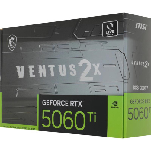 Видеокарта MSI PCI-E 5.0 RTX 5060 Ti 8G VENTUS 2X PLUS NVIDIA GeForce RTX 5060TI 8Gb 128bit GDDR7 2572/28000 HDMIx1 DPx3 HDCP Ret