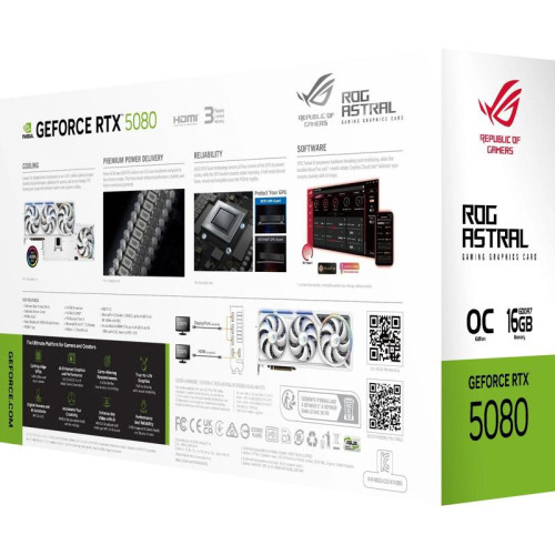 Видеокарта Asus PCI-E 5.0 ROG-ASTRAL-RTX5080-O16G-WHITE NVIDIA GeForce RTX 5080 16Gb 256bit GDDR7 2760/30000 HDMIx2 DPx3 HDCP Ret