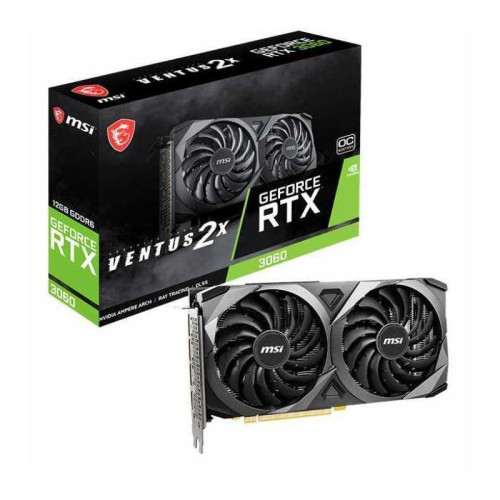 Видеокарта MSI PCI-E 4.0 RTX 3060 VENTUS 2X 12G OC NVIDIA GeForce RTX 3060 12Gb 192bit GDDR6 1680/15000 HDMIx1 DPx3 HDCP Ret [RTX 3060 VENTUS 2X 12G OC]