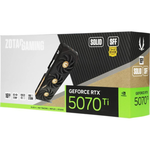 Видеокарта Zotac PCI-E 5.0 RTX 5070 Ti SOLID SFF NVIDIA GeForce RTX 5070TI 16Gb 256bit GDDR7 2452/28000 HDMIx1 DPx3 HDCP Ret