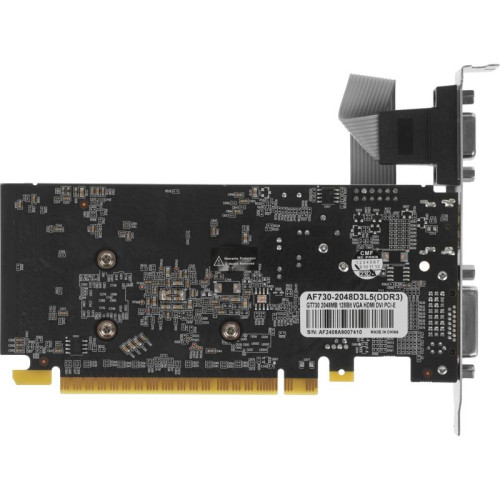 Видеокарта Afox PCI-E AF730-2048D3L5 NVIDIA GeForce GT 730 2Gb 64bit GDDR3 900/1333 DVIx1 HDMIx1 CRTx1 HDCP Ret low profile [AF730-2048D3L5]