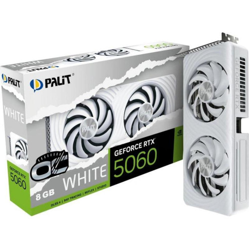 Видеокарта Palit PCI-E 5.0 PA-RTX5060 WHITE OC NVIDIA GeForce RTX 5060 8Gb 128bit GDDR7 2280/28000 HDMIx1 DPx3 HDCP Ret