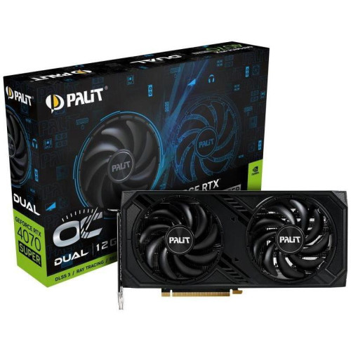 Видеокарта Palit PCI-E 4.0 RTX4070 SUPER DUAL OC NVIDIA GeForce RTX 4070 Super 12Gb 192bit GDDR6X 1980/21000 HDMIx1 DPx3 HDCP Ret [NED407SS19K9-1043D]