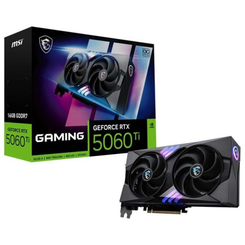 Видеокарта MSI PCI-E 5.0 RTX 5060 Ti 16G GAMING OC NVIDIA GeForce RTX 5060TI 16Gb 128bit GDDR7 2647/28000 HDMIx1 DPx3 HDCP Ret