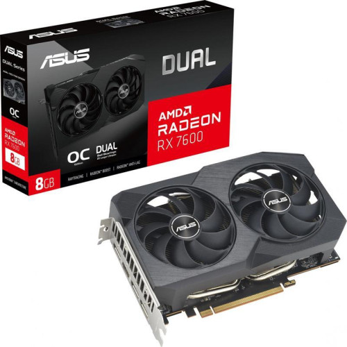 Видеокарта ASUS PCI-E 4.0 DUAL-RX7600-O8G-V2 AMD Radeon RX 7600 8Gb 128bit GDDR6 2280/17500 HDMIx1 DPx3 HDCP Ret [DUAL-RX7600-O8G-V2]