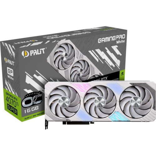 Видеокарта Palit PCI-E 4.0 RTX4070Ti SUPER GAMINGPRO WHITE OC NVIDIA GeForce RTX 4070TI Super 16Gb 256bit GDDR6X 2340/21000 HDMIx1 DPx3 HDCP Ret [NED47TST19T2-1043W]