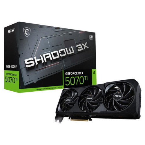 Видеокарта MSI PCI-E RTX 5070 Ti 16G SHADOW 3X OC NVIDIA GeForce RTX 5070TI 16Gb 256bit GDDR7 2482/28000 HDMIx1 DPx3 HDCP Ret