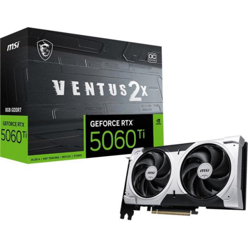 Видеокарта MSI PCI-E 5.0 RTX 5060 Ti 8G VENTUS 2X OC PLUS NVIDIA GeForce RTX 5060TI 8Gb 128bit GDDR7 2617/28000 HDMIx1 DPx3 HDCP Ret