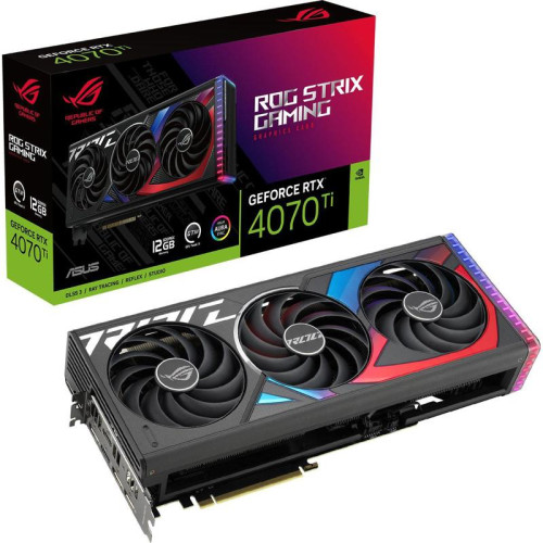 Видеокарта Asus PCI-E 4.0 ROG-STRIX-RTX4070TI-12G-GAMING NVIDIA GeForce RTX 4070TI 12Gb 192bit GDDR6X 2610/21000 HDMIx2 DPx3 HDCP Ret