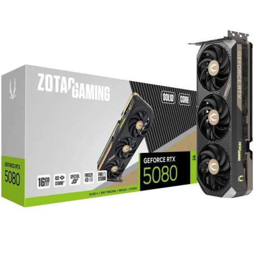 Видеокарта Zotac PCI-E 5.0 RTX 5080 SOLID CORE NVIDIA GeForce RTX 5080 16Gb 256bit GDDR7 2617/30000 HDMIx1 DPx3 HDCP Ret