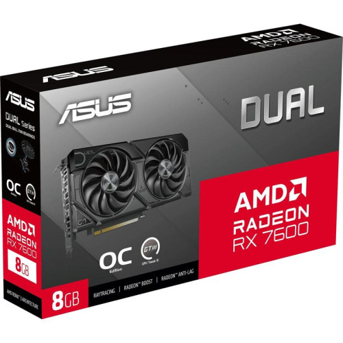 Видеокарта Asus PCI-E DUAL-RX7600-O8G-EVO AMD Radeon RX 7600 8Gb 128bit GDDR6 2280/17500 HDMIx1 DPx3 HDCP Ret