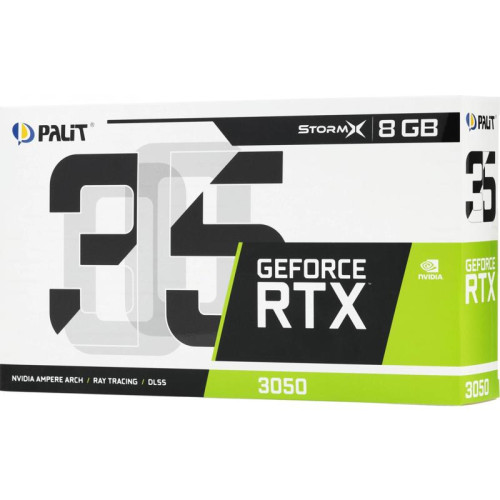 Видеокарта Palit PCI-E 4.0 RTX3050 STORMX NVIDIA GeForce RTX 3050 8Gb 128bit GDDR6 1042/14000 DVIx1 HDMIx1 DPx1 HDCP Ret [NE63050018P1-1070F]