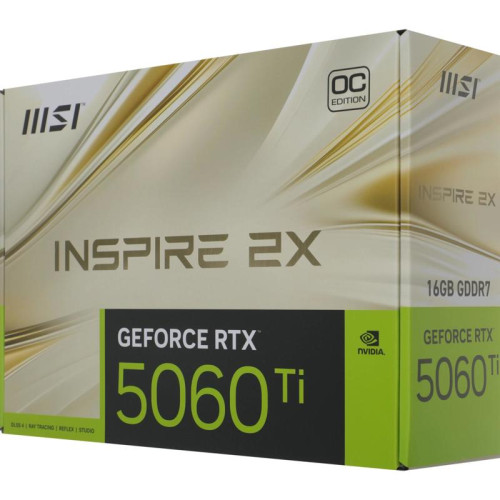 Видеокарта MSI PCI-E 5.0 RTX 5060TI 16G INSPIRE 2X OC NVIDIA GeForce RTX 5060TI 16Gb 128bit GDDR7 2617/28000 HDMIx1 DPx3 HDCP Ret