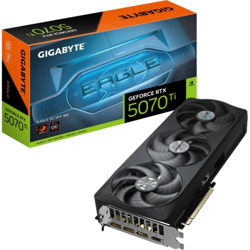 Видеокарта Gigabyte PCI-E GV-N507TEAGLE OC-16GD 1.0 NVIDIA GeForce RTX 5070TI 16Gb 256bit GDDR7 2542/28000 HDMIx1 DPx3 HDCP Ret Видеокарта Gigabyte PCI-E GV-N507TEAGLE OC-16GD 1.0 NVIDIA GeForce RTX 5070TI 16Gb 256bit GDDR7 2542/28000 HDMIx1 DPx3 HDCP Ret