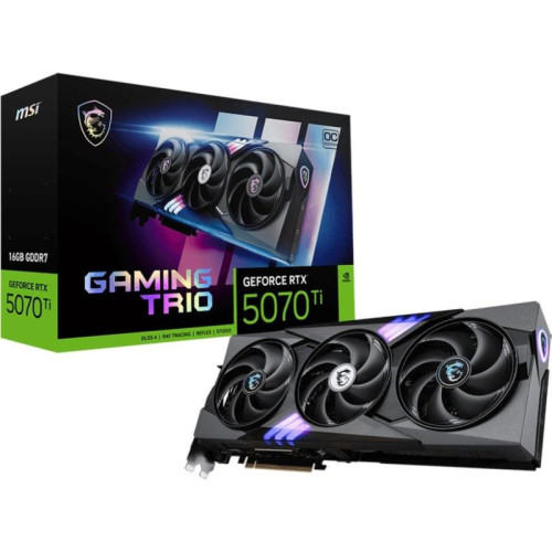 Видеокарта MSI PCI-E 5.0 RTX 5070 Ti 16G GAMING TRIO OC NVIDIA GeForce RTX 5070TI 16Gb 256bit GDDR7 2572/28000 HDMIx1 DPx3 HDCP Ret