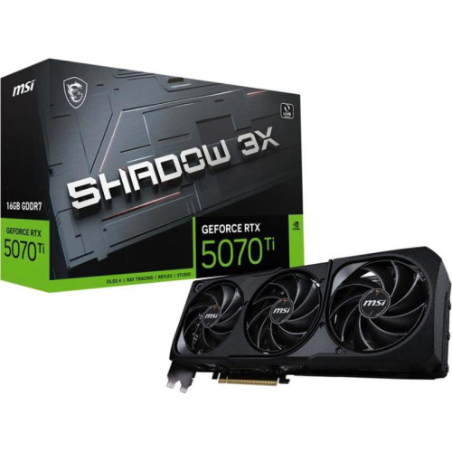 Видеокарта MSI PCI-E 5.0 RTX 5070TI 16G SHADOW 3X NVIDIA GeForce RTX 5070TI 16Gb 256bit GDDR7 2452/28000 HDMIx1 DPx3 HDCP Ret
