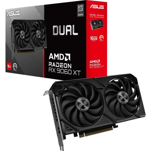 Видеокарта Asus PCI-E 5.0 DUAL-RX9060XT-16G AMD Radeon RX 9060XT 16Gb 128bit GDDR6 2550/20000 HDMIx1 DPx2 HDCP Ret