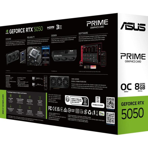 Видеокарта Asus PCI-E 5.0 PRIME-RTX5050-O8G NVIDIA GeForce RTX 5050 8Gb 128bit GDDR6 2677/20000 HDMIx1 DPx3 HDCP Ret