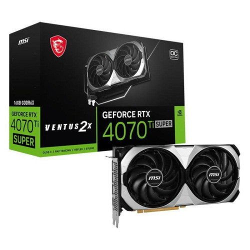 Видеокарта MSI PCI-E 4.0 RTX 4070 Ti SUPER 16G VENTUS 2X OC NVIDIA GeForce RTX 4070TI Super 16Gb 256bit GDDR6X 2640/21000 HDMIx1 DPx3 HDCP Ret [RTX 4070 TI SUPER16GVENTUS2XOC]