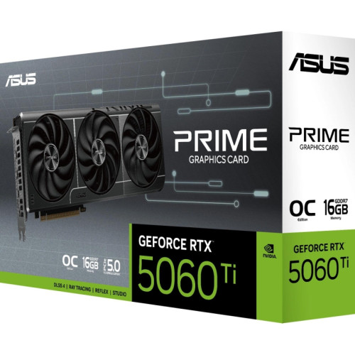 Видеокарта Asus PCI-E 5.0 PRIME-RTX5060TI-O16G NVIDIA GeForce RTX 5060TI 16Gb 128bit GDDR7 2647/28000 HDMIx1 DPx3 HDCP Ret