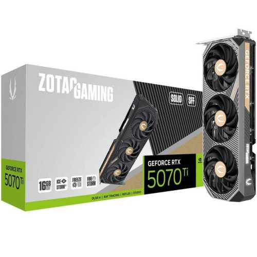 Видеокарта Zotac PCI-E 5.0 RTX 5070 Ti SOLID SFF NVIDIA GeForce RTX 5070TI 16Gb 256bit GDDR7 2452/28000 HDMIx1 DPx3 HDCP Ret