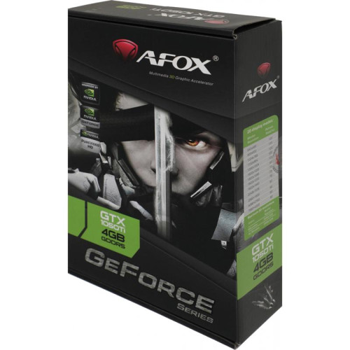 Видеокарта Afox PCI-E AF1050TI-4096D5H7-V8 NVIDIA GeForce GTX 1050TI 4Gb 128bit GDDR5 1291/7000 DVIx1 HDMIx1 DPx1 HDCP Ret [AF1050TI-4096D5H7-V8]