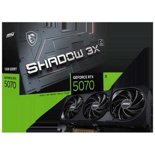 Видеокарта MSI PCI-E 5.0 RTX 5070 12G SHADOW 3X NVIDIA GeForce RTX 5070 12Gb 192bit GDDR7 2512/28000 HDMIx1 DPx3 HDCP Ret