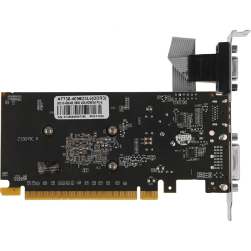 Видеокарта Afox PCI-E AF730-4096D3L6 NVIDIA GeForce GT 730 4Gb 128bit GDDR3 700/1333 DVIx1 HDMIx1 CRTx1 HDCP Ret low profile [AF730-4096D3L6]