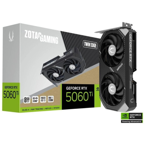 Видеокарта Zotac PCI-E 5.0 RTX 5060TI 8GB TWIN EDGE NVIDIA GeForce RTX 5060TI 8Gb 128bit GDDR7 2572/28000 HDMIx1 DPx3 HDCP Ret Видеокарта Zotac PCI-E 5.0 RTX 5060TI 8GB TWIN EDGE NVIDIA GeForce RTX 5060TI 8Gb 128bit GDDR7 2572/28000 HDMIx1 DPx3 HDCP Ret