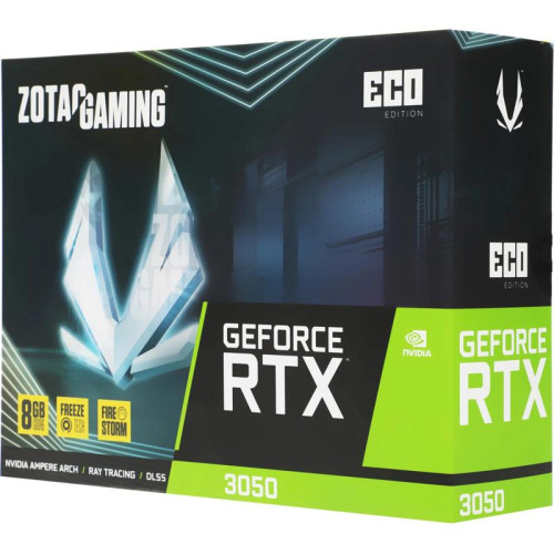 Видеокарта Zotac PCI-E RTX 3050 ECO NVIDIA GeForce RTX 3050 8Gb 128bit GDDR6 1777/14000 HDMIx1 DPx3 HDCP Ret Видеокарта Zotac PCI-E RTX 3050 ECO NVIDIA GeForce RTX 3050 8Gb 128bit GDDR6 1777/14000 HDMIx1 DPx3 HDCP Ret