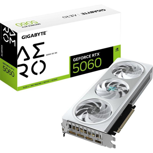 Видеокарта Gigabyte PCI-E 5.0 GV-N5060AERO OC-8GD 1.0 NVIDIA GeForce RTX 5060 8Gb 128bit GDDR7 3840/28000 HDMIx1 DPx3 HDCP Ret