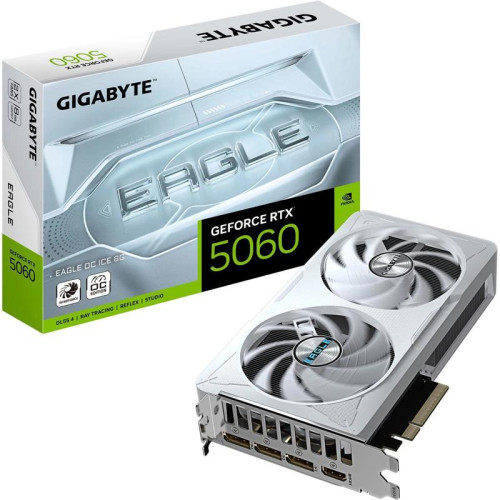 Видеокарта Gigabyte PCI-E 5.0 GV-N5060EAGLEOC ICE-8GD 1.0 NVIDIA GeForce RTX 5060 8Gb 128bit GDDR7 3840/28000 Без Видеовыходов HDMIx1 DPx3 HDCP Ret