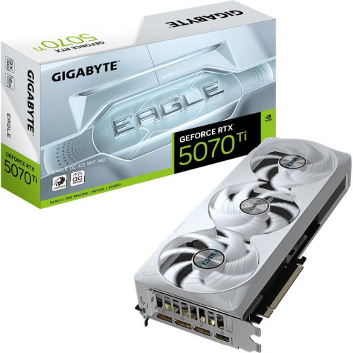 Видеокарта Gigabyte PCI-E GV-N507TEAGLEOC ICE-16GD 1.0 NVIDIA GeForce RTX 5070TI 16Gb 256bit GDDR7 2542/28000 HDMIx1 DPx3 HDCP Ret