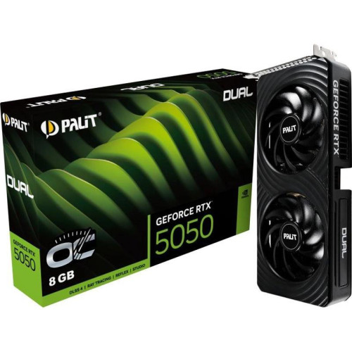 Видеокарта Palit PCI-E 5.0 PA-RTX5050 DUAL OC NVIDIA GeForce RTX 5050 8Gb 128bit GDDR6 2317/20000 HDMIx1 DPx3 HDCP Ret