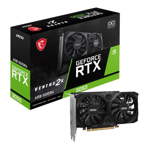 Видеокарта MSI PCI-E 4.0 RTX 3050 VENTUS 2X 6G OC NVIDIA GeForce RTX 3050 6Gb 96bit GDDR6 1492/14000 HDMIx2 DPx1 HDCP Ret [RTX 3050 VENTUS 2X 6G OC]