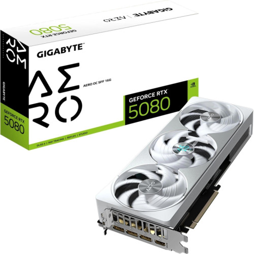 Видеокарта Gigabyte PCI-E GV-N5080AERO OC-16GD 1.0 NVIDIA GeForce RTX 5080 16Gb 256bit GDDR7 2730/30000 HDMIx1 DPx3 HDCP Ret Видеокарта Gigabyte PCI-E GV-N5080AERO OC-16GD 1.0 NVIDIA GeForce RTX 5080 16Gb 256bit GDDR7 2730/30000 HDMIx1 DPx3 HDCP Ret