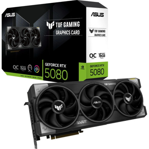 Видеокарта Asus PCI-E TUF-RTX5080-O16G-GAMING NVIDIA GeForce RTX 5080 16Gb 256bit GDDR7 2640/23000 HDMIx2 DPx3 HDCP Ret