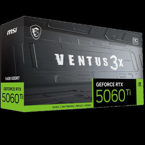 Видеокарта MSI PCI-E 5.0 RTX 5060 Ti 16G VENTUS 3X OC NVIDIA GeForce RTX 5060TI 16Gb 128bit GDDR7 2602/28000 HDMIx1 DPx3 HDCP Ret