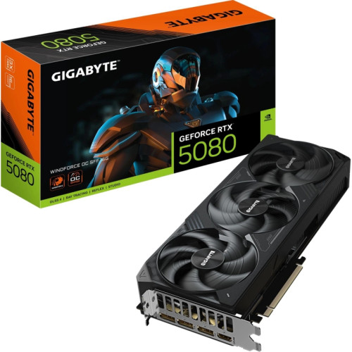 Видеокарта Gigabyte PCI-E GV-N5080WF3OC-16GD 1.0 NVIDIA GeForce RTX 5080 16Gb 256bit GDDR7 2670/30000 HDMIx1 DPx3 HDCP Ret