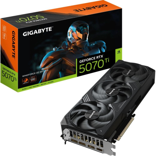 Видеокарта Gigabyte PCI-E GV-N507TWF3OC-16GD 1.0 NVIDIA GeForce RTX 5070TI 16Gb 256bit GDDR7 2497/28000 HDMIx1 DPx3 HDCP Ret Видеокарта Gigabyte PCI-E GV-N507TWF3OC-16GD 1.0 NVIDIA GeForce RTX 5070TI 16Gb 256bit GDDR7 2497/28000 HDMIx1 DPx3 HDCP Ret