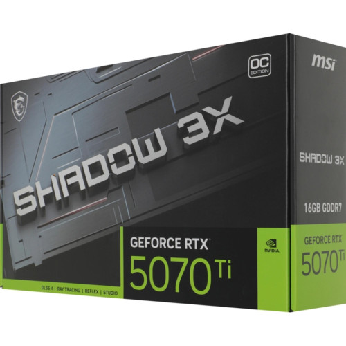 Видеокарта MSI PCI-E RTX 5070 Ti 16G SHADOW 3X OC NVIDIA GeForce RTX 5070TI 16Gb 256bit GDDR7 2482/28000 HDMIx1 DPx3 HDCP Ret Видеокарта MSI PCI-E RTX 5070 Ti 16G SHADOW 3X OC NVIDIA GeForce RTX 5070TI 16Gb 256bit GDDR7 2482/28000 HDMIx1 DPx3 HDCP Ret