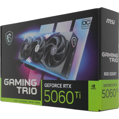 Видеокарта MSI PCI-E 5.0 RTX 5060TI 8G GAMING TRIO OC NVIDIA GeForce RTX 5060TI 8Gb 128bit GDDR7 2647/28000 HDMIx1 DPx3 HDCP Ret