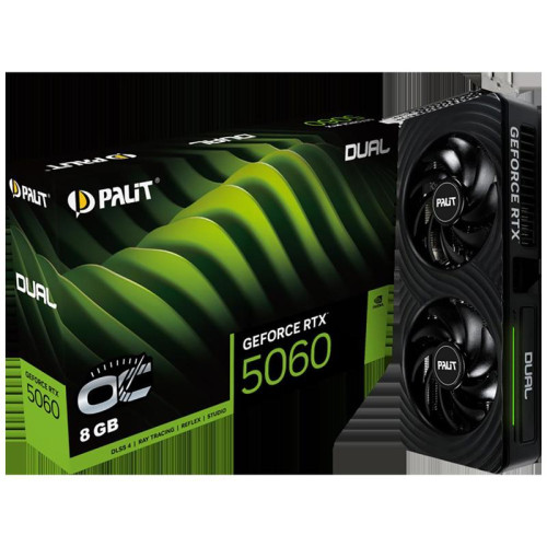 Видеокарта Palit PCI-E 5.0 RTX5060 DUAL OC NVIDIA GeForce RTX 5060 8Gb 128bit GDDR7 2295/28000 HDMIx1 DPx3 HDCP Ret